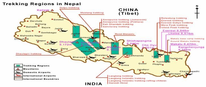 Nepal trekking map